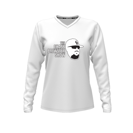 [FTLVPTWH-FYXS-LOGO1] Decker Performance T-Shirt (Female Youth XS, White, V Neck, Logo 1, Long Sleeve)