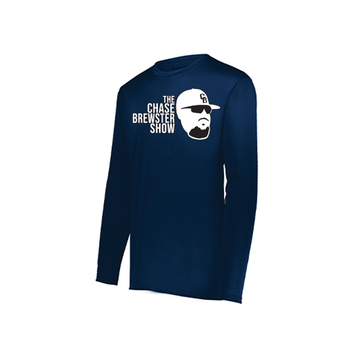 [222823.065.S-LOGO1] Youth LS Smooth Sport Shirt (Youth S, Navy)